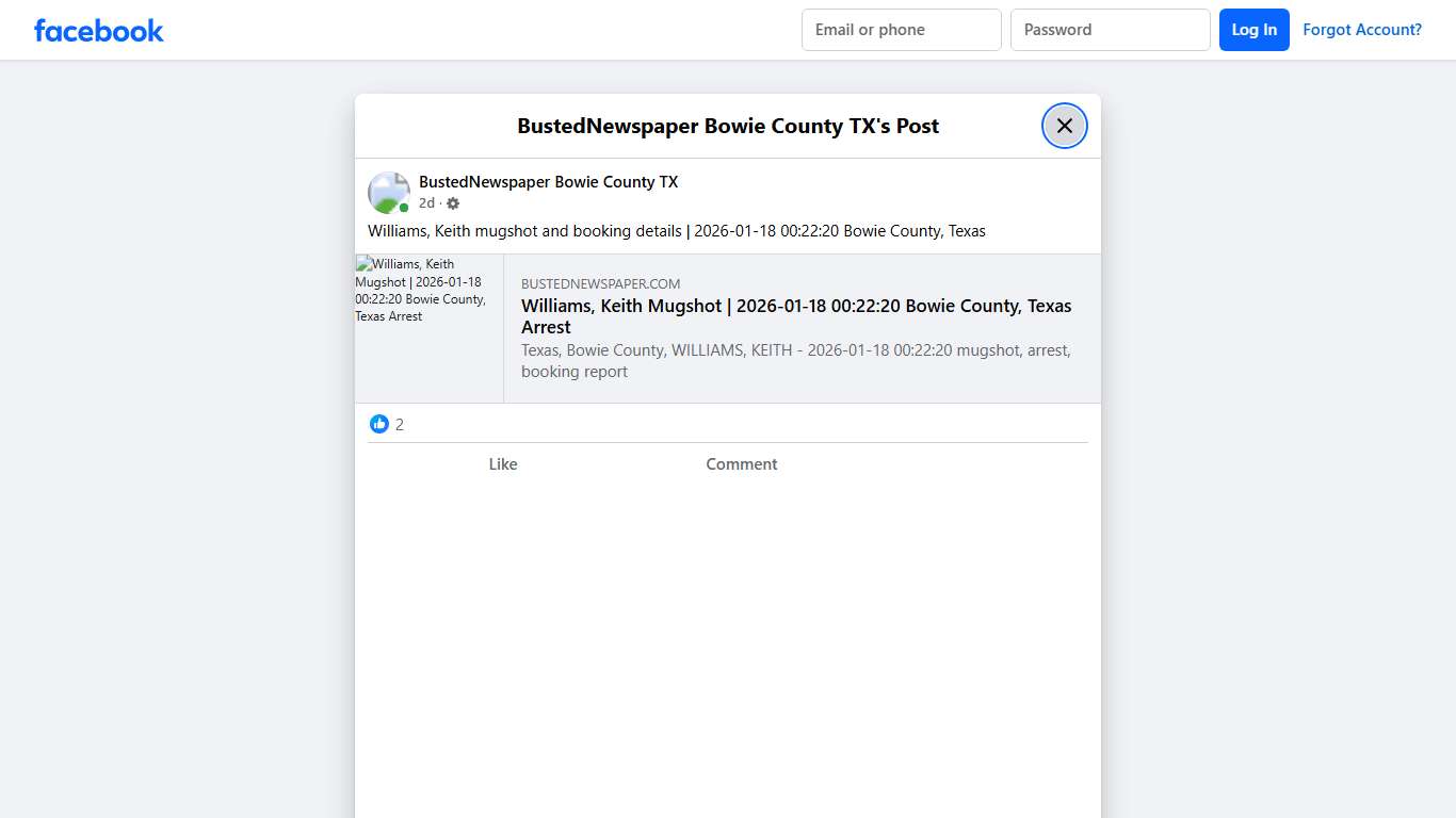 Williams, Keith mugshot... - BustedNewspaper Bowie County TX | Facebook